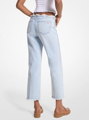 Frayed Denim Cropped Jeans image number 1