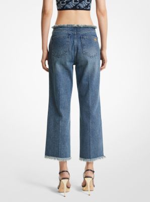 Frayed Denim Cropped Jeans