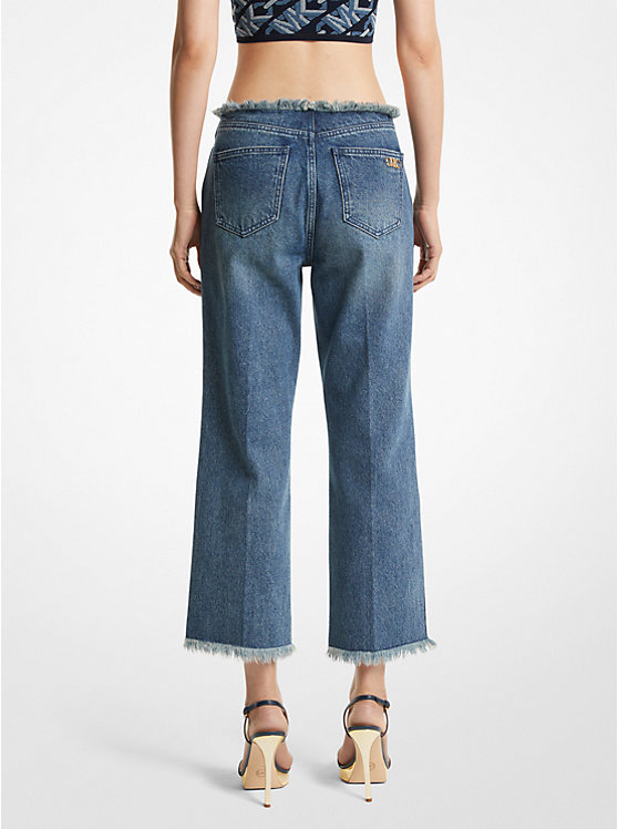Frayed Denim Cropped Jeans image number 1