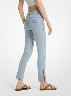 Low-Rise Denim Split-Hem Jeans