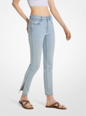 Low-Rise Denim Split-Hem Jeans