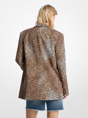 Cheetah Print Stretch Crepe Blazer image number 1