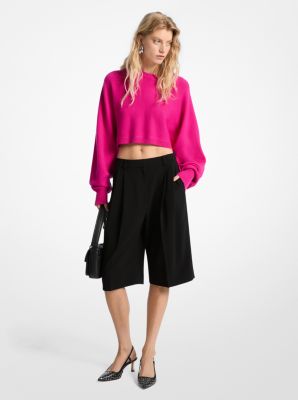 Crepe Pleated Bermuda Shorts image number 0