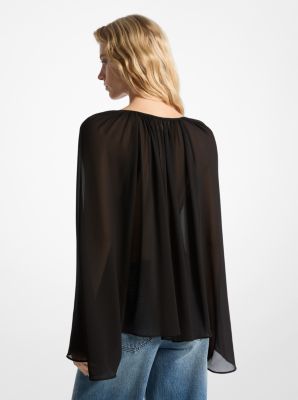 Blusa con scollo a V in georgette image number 1