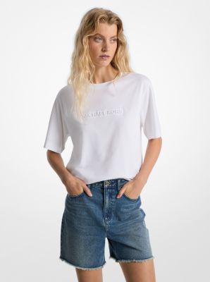 T-Shirt aus Baumwolle mit Logoprägung