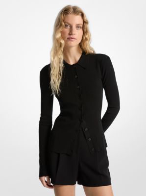 MK Ribbed Cardigan - Black - Michael Kors MICHAEL Michael Kors