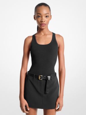 Geripptes Tanktop mit weitem Rundhalsausschnitt image number 0