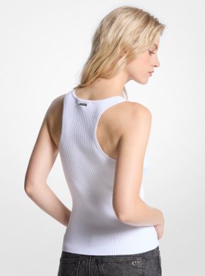 Canotta con scollo rotondo a coste