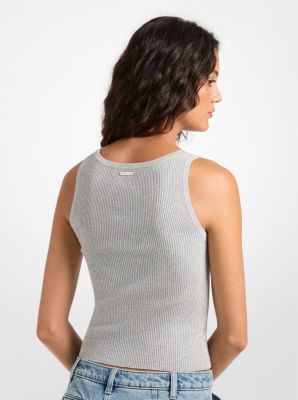 Ribbed Viscose Blend Cropped Tank Top
