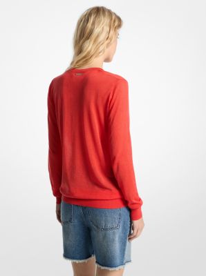 Pullover mit V-Ausschnitt aus Seidenmischung