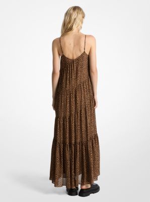 Cheetah Print Georgette Tiered Maxi Dress image number 1