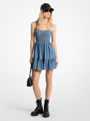 Smocked Bustier Denim Dress image number 0