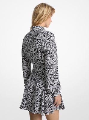 Cheetah Print Crepe Pleated Shirtdress image number 1