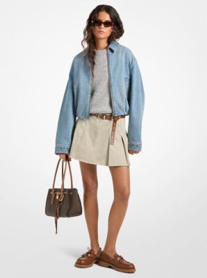 Michael Kors Denim Bomber Jacket In Blue