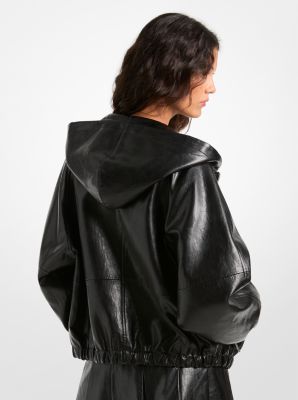 Chaqueta bomber de viscosa revestida con capucha in NEGRO | Michael Kors