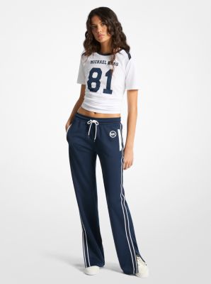 Pantalón deportivo de piqué con ribetes en contraste