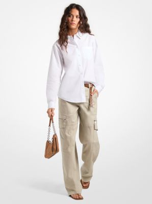 Michael Kors Cotton Poplin Boyfriend Shirt In White
