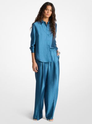 Hemd Aus Satin Mit Mk2000-Logomuster