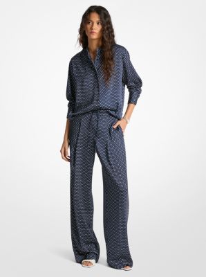 Camisa de satén con estampado de lunares