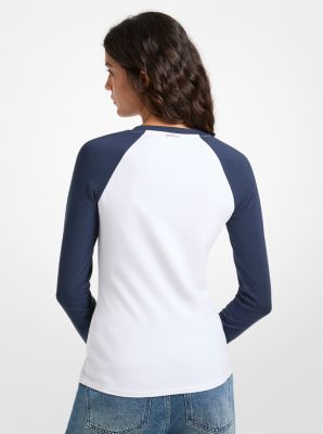 Baseball-T-Shirt aus Stretch-Baumwolle mit Grafik-Logo