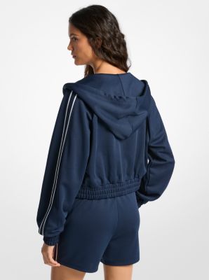 Piqué Contrast Zip-Up Track Jacket in MIDNIGHTBLUE | Michael Kors
