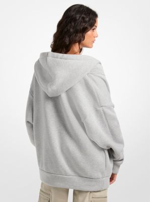 Pull à capuche surdimensionné en coton doublé de polaire