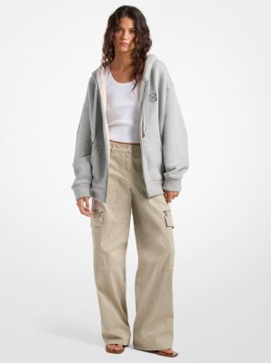 MK Oversize-Kapuzenpullover Aus Baumwolle Mit Fleecefutter - Grau