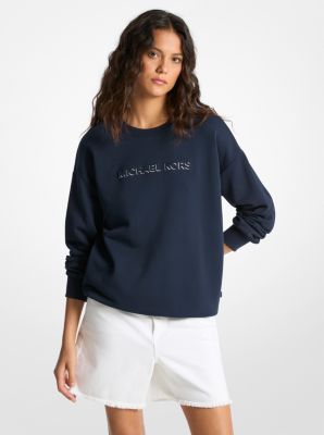 MK Pullover Aus Baumwolle Mit Logoprägung - Blau