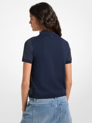 Studded Knit Polo Shirt