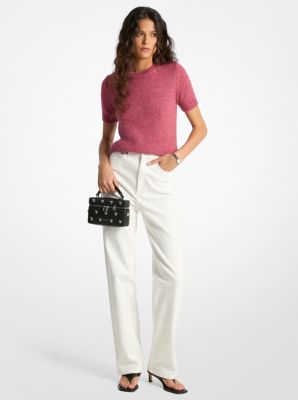 Nylon and Alpaca Blend Short-Sleeve Sweater