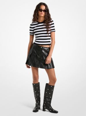 Pleated Patent Mini Skirt