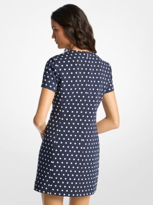 Vestido camisero de crepé elástico con lunares in MIDNIGHTBLUE | Michael Kors