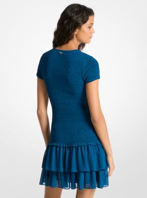 Minivestido de georgette fruncido con volantes in AZUL RÍO | Michael Kors