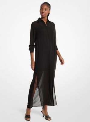 Georgette Belted Shirtdress in BLACK | Michael Kors