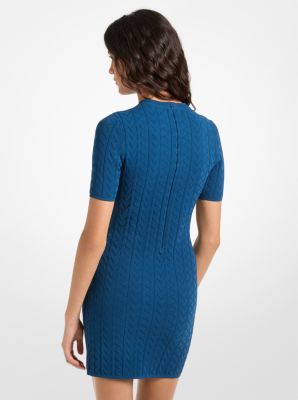 Minikleid aus Zopfstrick-Jacquard mit geprägtem MK2000-Logomuster