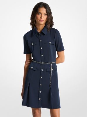 MK Kleid Aus Neopren Mit Gürtel - Blau