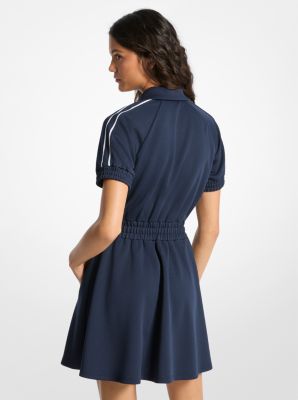 Piqué Zip-Up Mini Dress in MIDNIGHTBLUE | Michael Kors