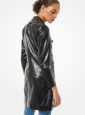 Patent Leather Trench Coat in BLACK | Michael Kors