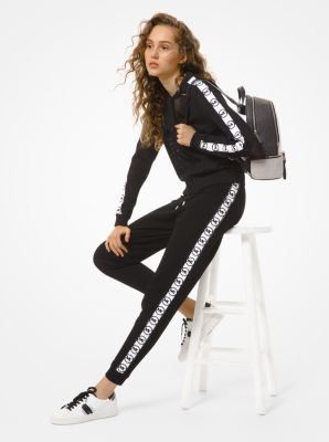 Pantalon de jogging en maille &agrave; bande &agrave; logo