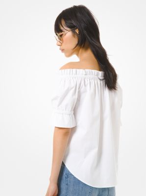 Michael kors white off shop the shoulder top