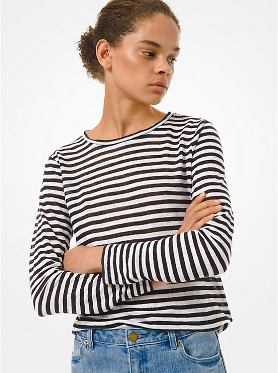 Striped Linen Long-Sleeve T-Shirt image number 0