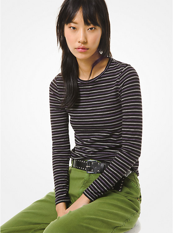 Striped Slub Cotton Long-Sleeve T-Shirt image number 0