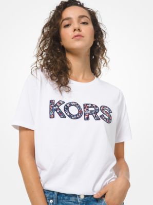 Floral Logo Cotton T-Shirt | Michael Kors