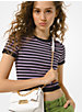 Striped Ribbed Viscose Short-Sleeve Sweater image number 0