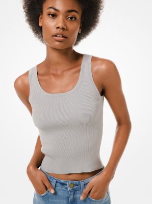 Ribbed Stretch-Viscose Tank Top