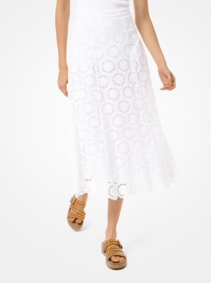 Floral Eyelet Cotton Skirt