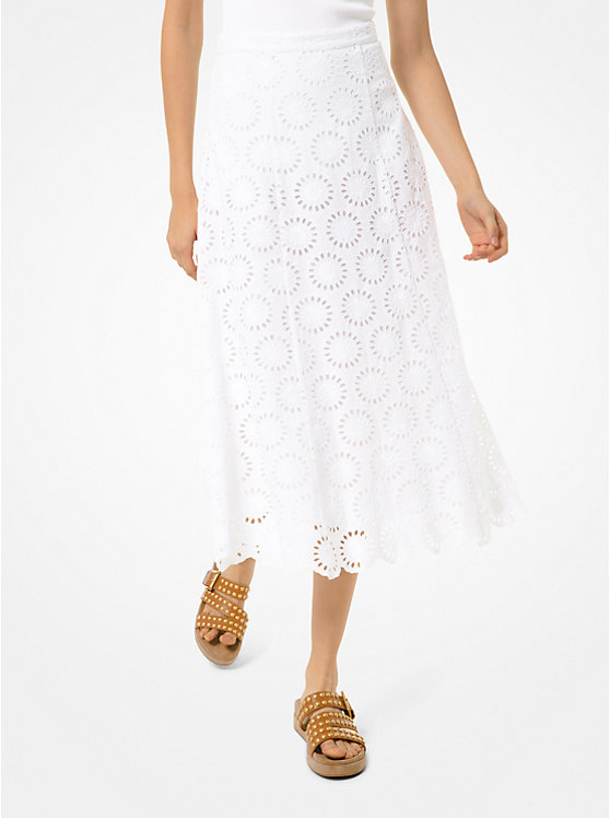 Floral Eyelet Cotton Skirt image number 0