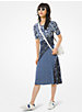 Mixed Floral Matte Jersey Ruched-Sleeve Dress image number 3
