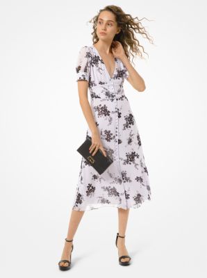 michael kors botanical print georgette dress