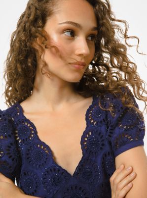 Embellished Broderie Anglaise Cotton Dress